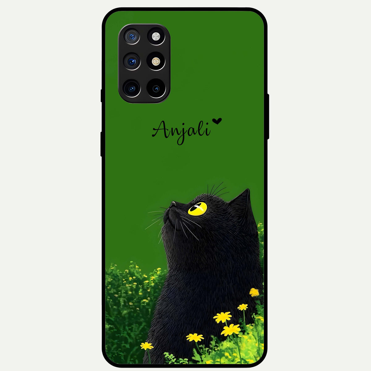  Emerald Cat Custom Name Glass Case For OnePlus 8T back cover – full design glossy printed glass finish