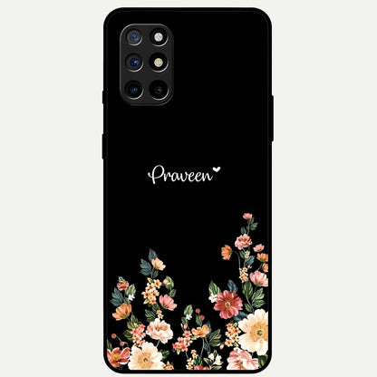  Floral Design Personalized Custom Name Glass Case For OnePlus 8T back cover – full design glossy printed glass finish