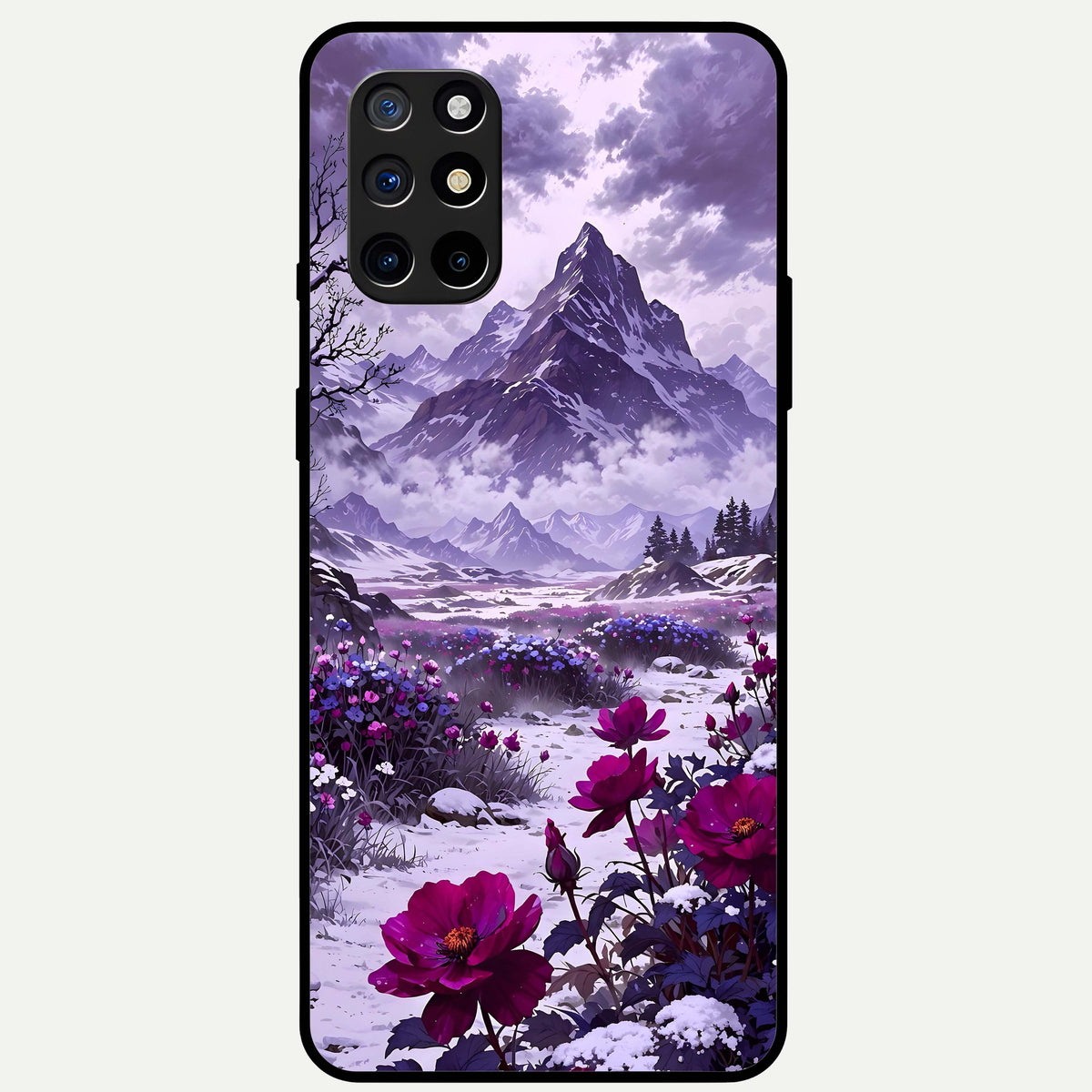  Flower Mountain View Glass Case For OnePlus 8T back cover – full design glossy printed glass finish