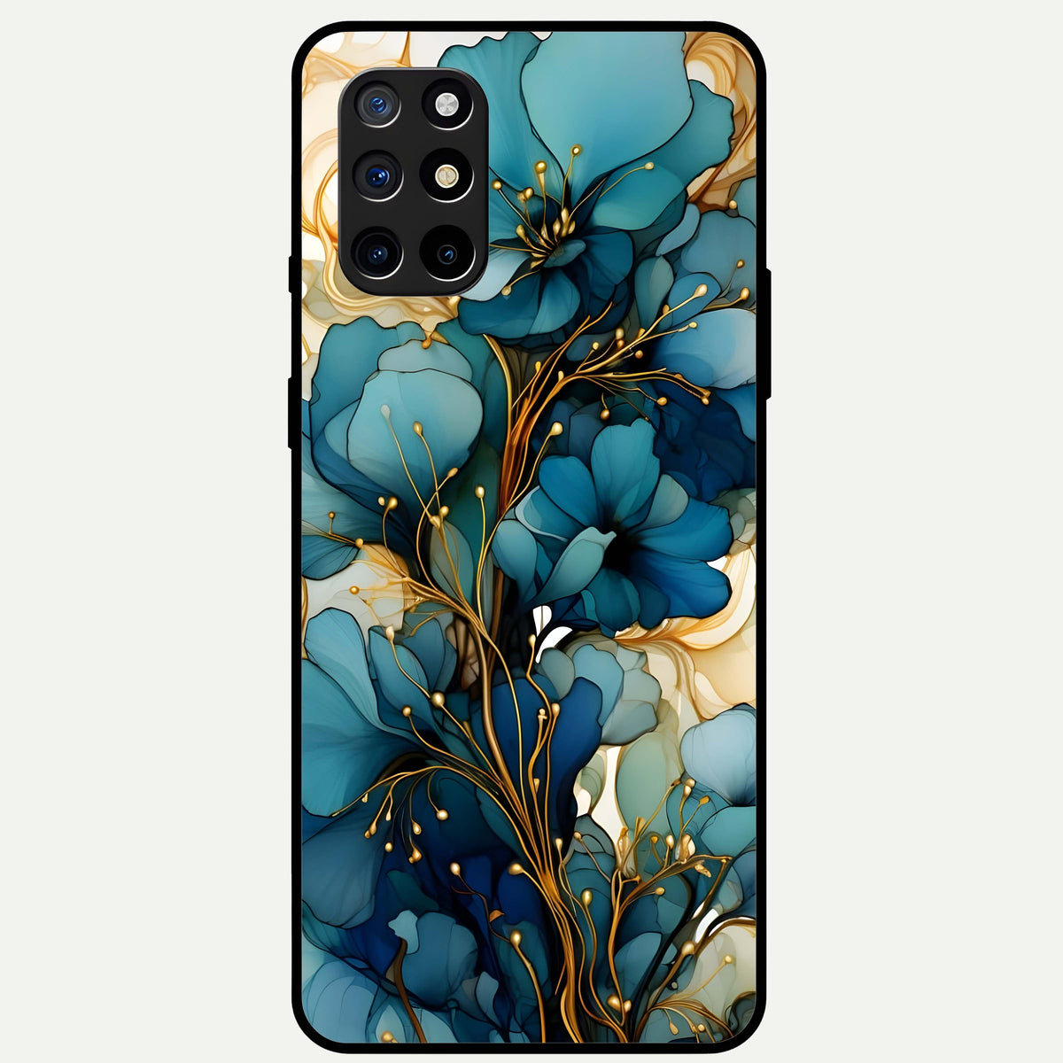  Golden Bloom Symphony Glass Case For OnePlus 8T back cover – full design glossy printed glass finish