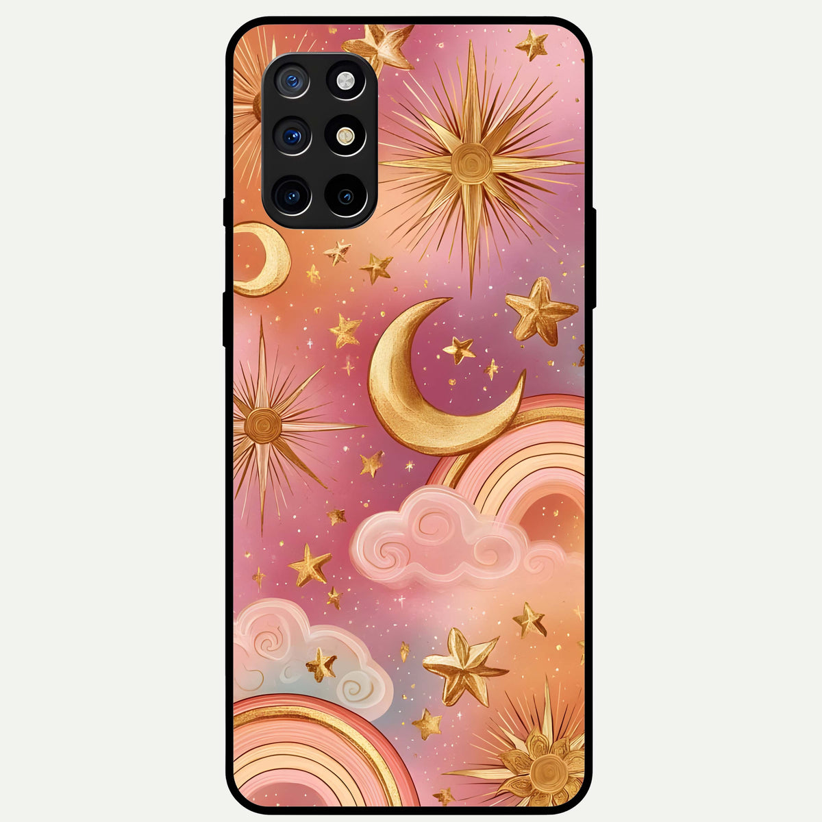 Golden Celestial Dreams Glass Case For OnePlus 8T back cover – full design glossy printed glass finish