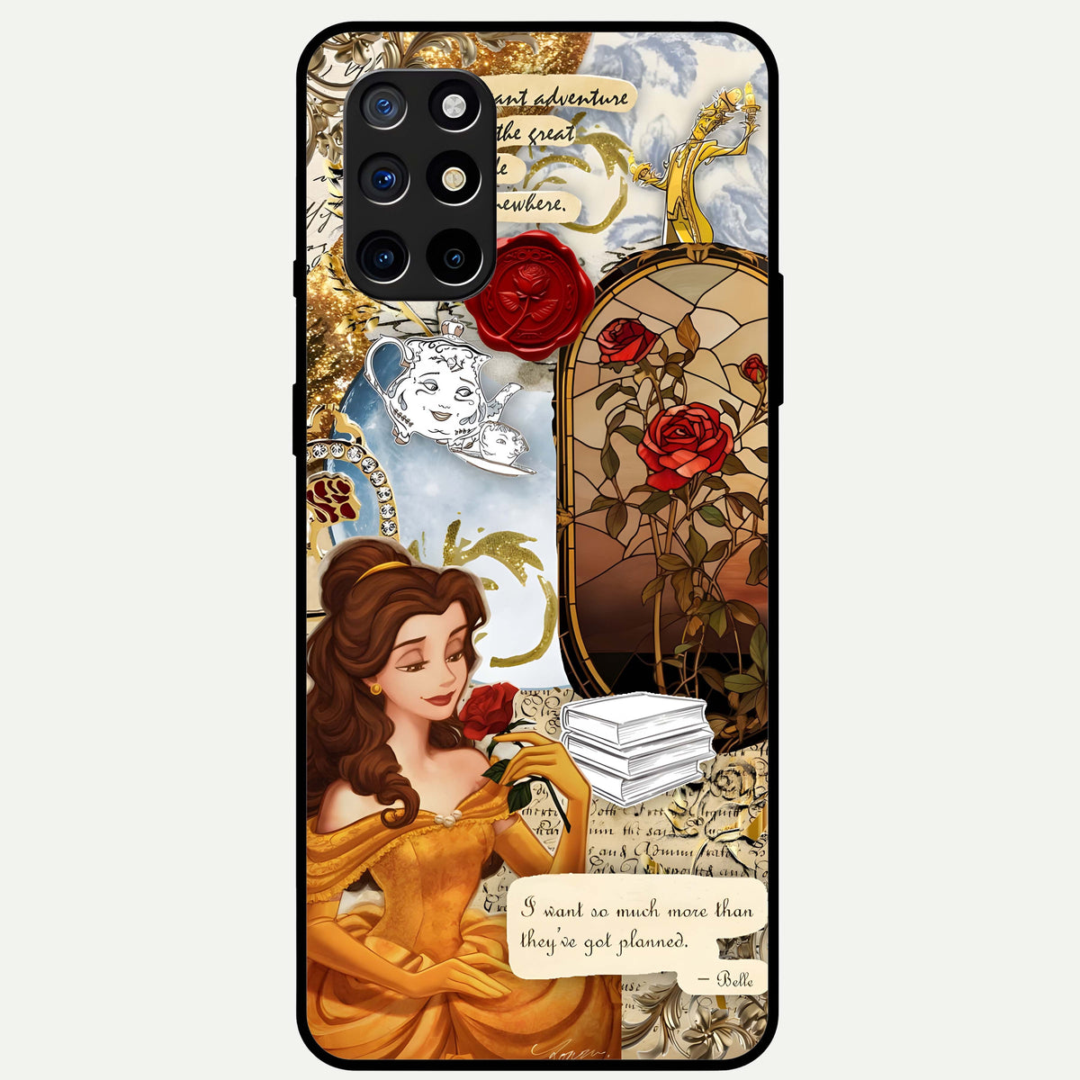  Golden Dream Belle Glass Case For OnePlus 8T back cover – full design glossy printed glass finish