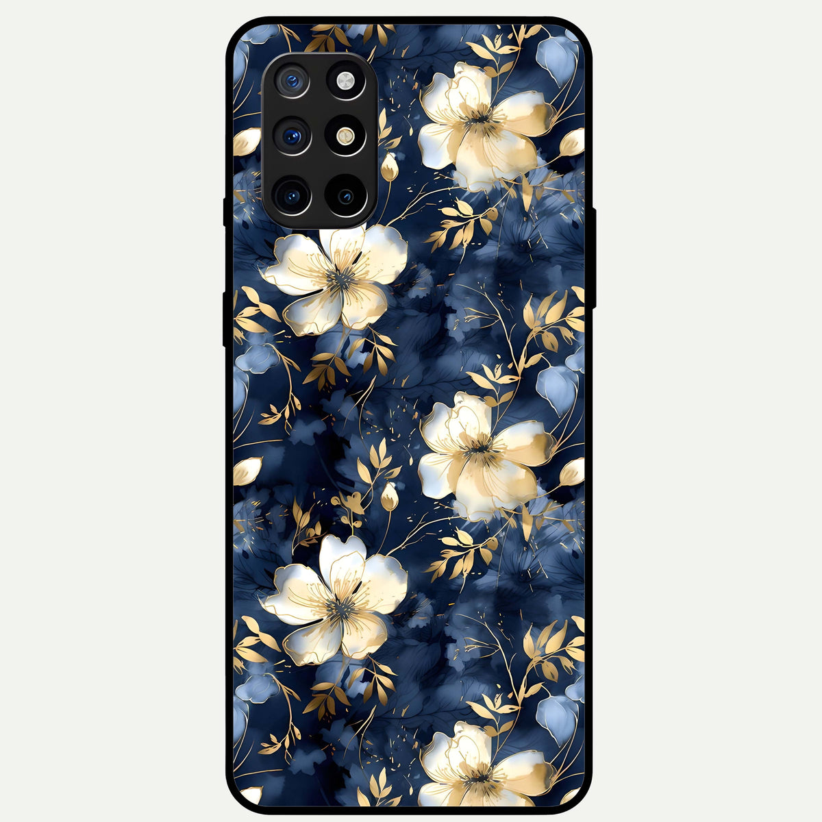  Golden Midnight Bloom Glass Case For OnePlus 8T back cover – full design glossy printed glass finish