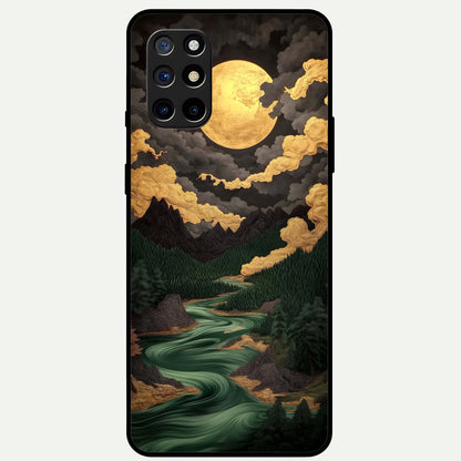  Golden River Moon Glass Case For OnePlus 8T back cover – full design glossy printed glass finish