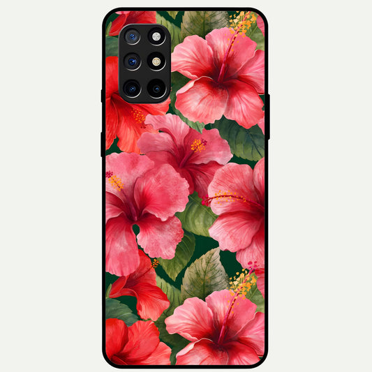 Hibiscus Pattern Glass Case For OnePlus 8T back cover – full design glossy printed glass finish