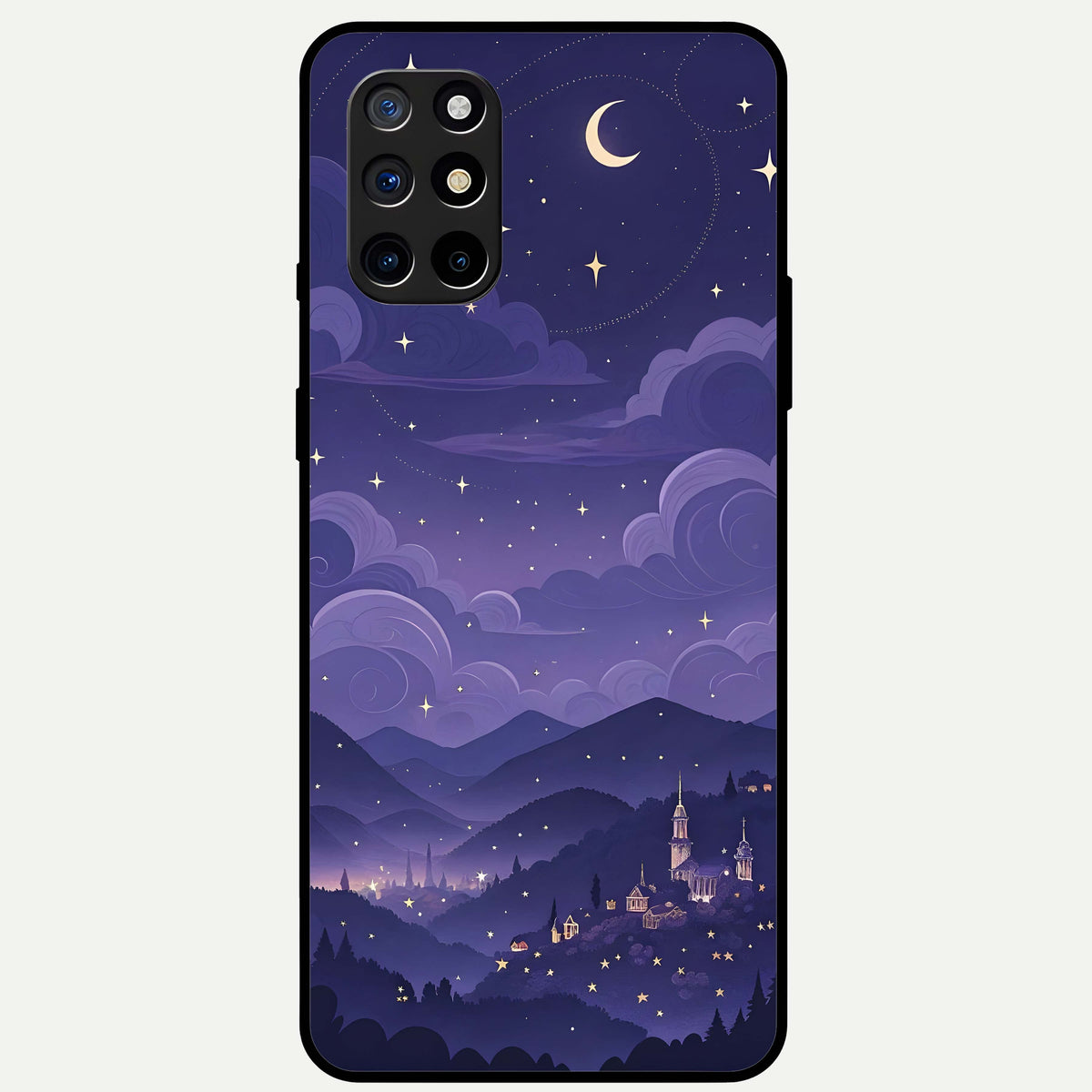  Minimal Night View Glass Case For OnePlus 8T back cover – full design glossy printed glass finish
