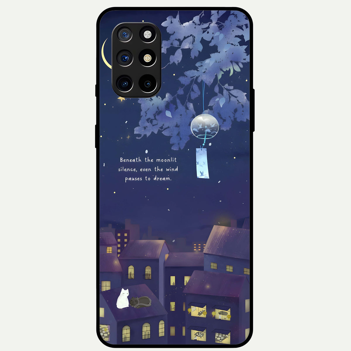  Moonlit Cat Silence Glass Case For OnePlus 8T back cover – full design glossy printed glass finish