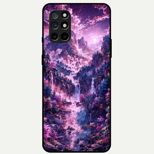  Mystic Cascade Peaks Glass Case For OnePlus 8T back cover – full design glossy printed glass finish