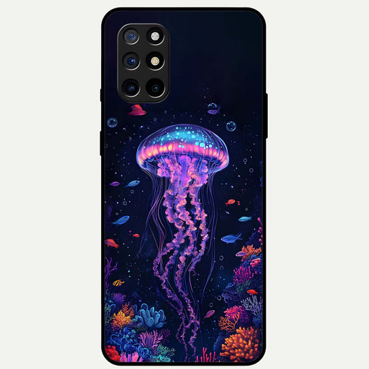  Neon Jellyfish Glass Case For OnePlus 8T back cover – full design glossy printed glass finish