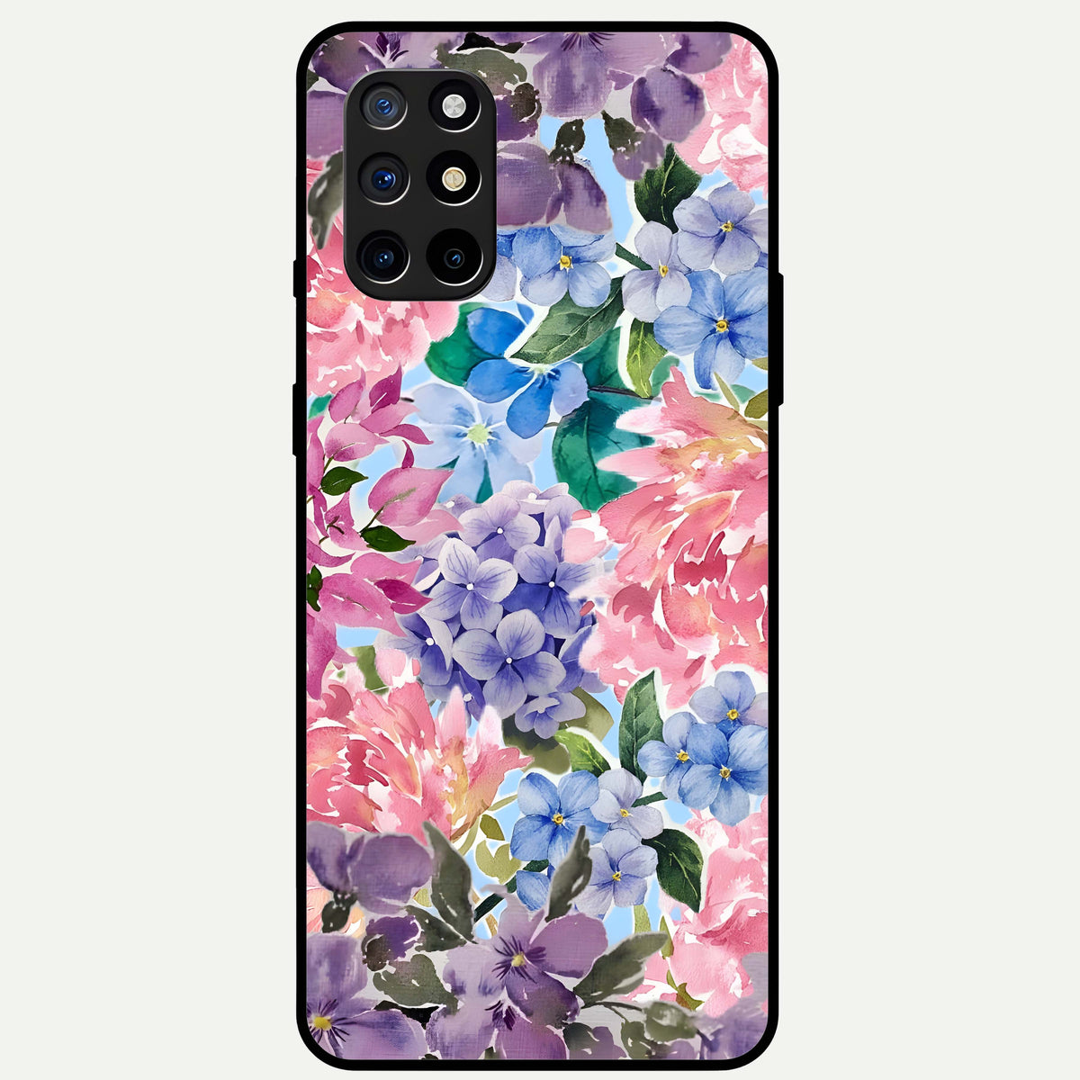 Pastel Floral Mix Glass Case For OnePlus 8T back cover – full design glossy printed glass finish