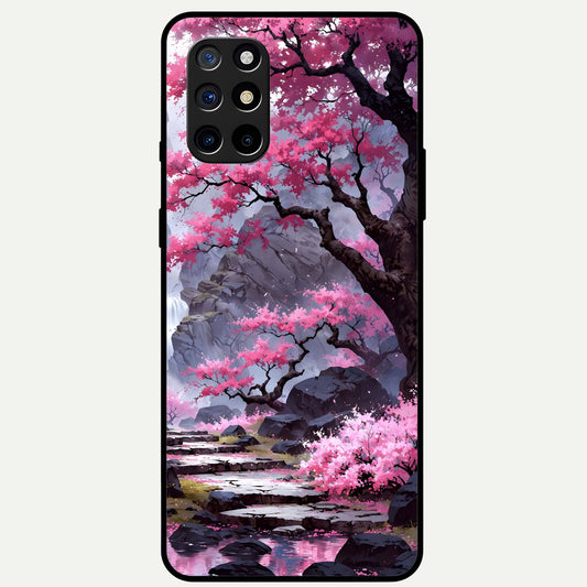  Pink Sunflower Glow Glass Case For OnePlus 8T back cover – full design glossy printed glass finish