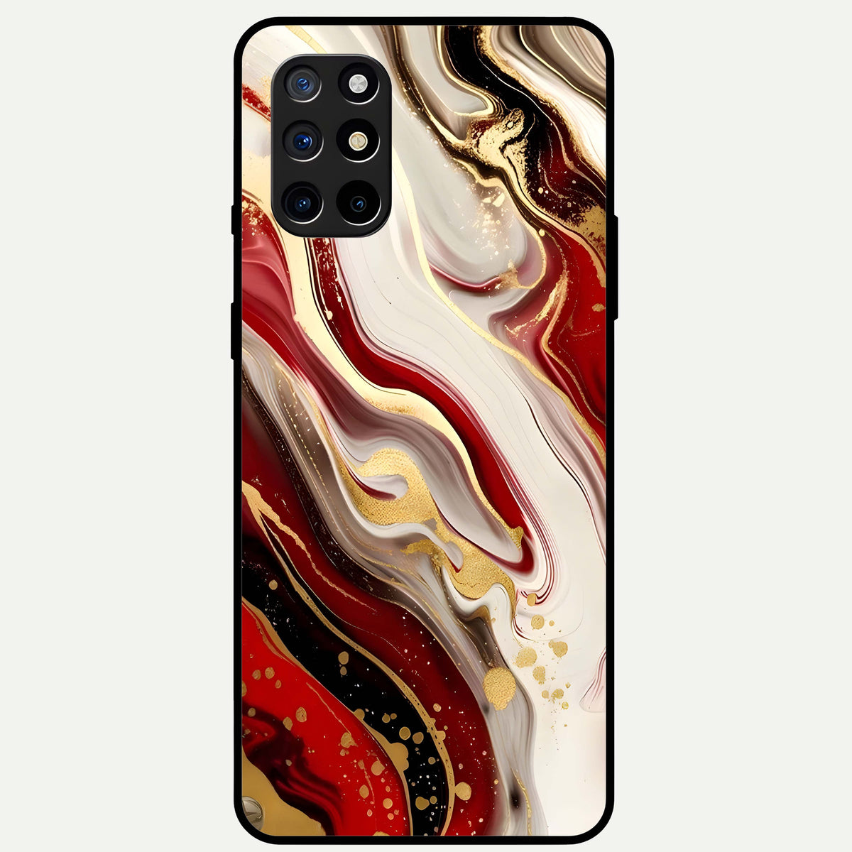  Red And White Marble Glass Case For OnePlus 8T back cover – full design glossy printed glass finish