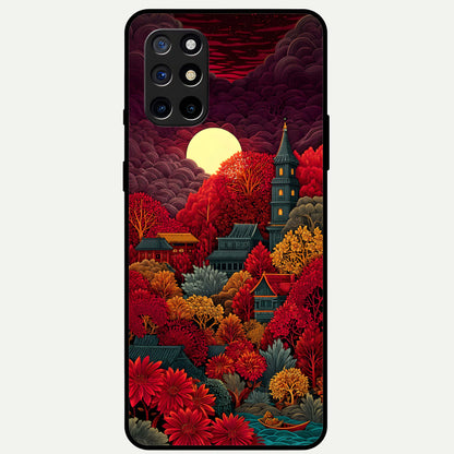  Scarlet Autumn Temple Glass Case For OnePlus 8T back cover – full design glossy printed glass finish