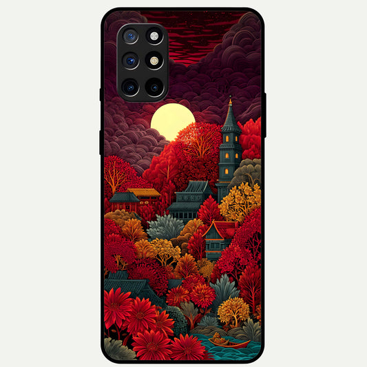  Scarlet Autumn Temple Glass Case For OnePlus 8T back cover – full design glossy printed glass finish