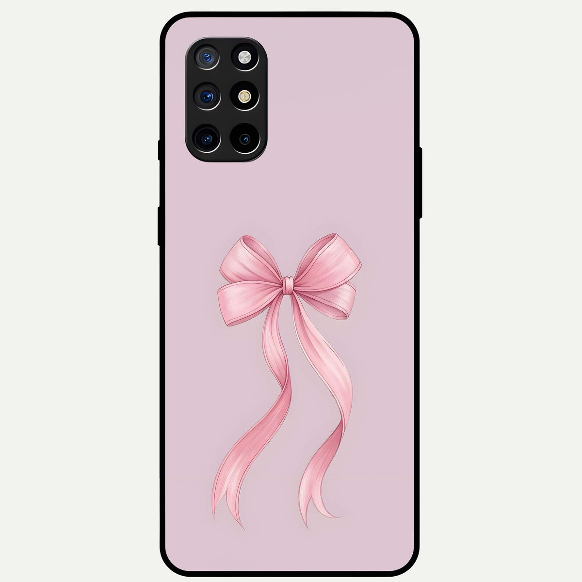  Soft Blush Bow Glass Case For OnePlus 8T back cover – full design glossy printed glass finish
