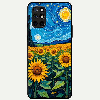  Starry Sunflower Dreams Glass Case For OnePlus 8T back cover – full design glossy printed glass finish