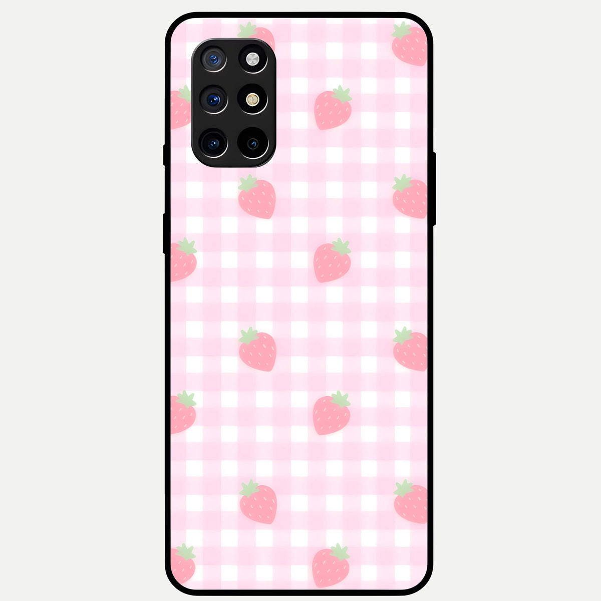  Strawberry Picnic Love Glass Case For OnePlus 8T back cover – full design glossy printed glass finish