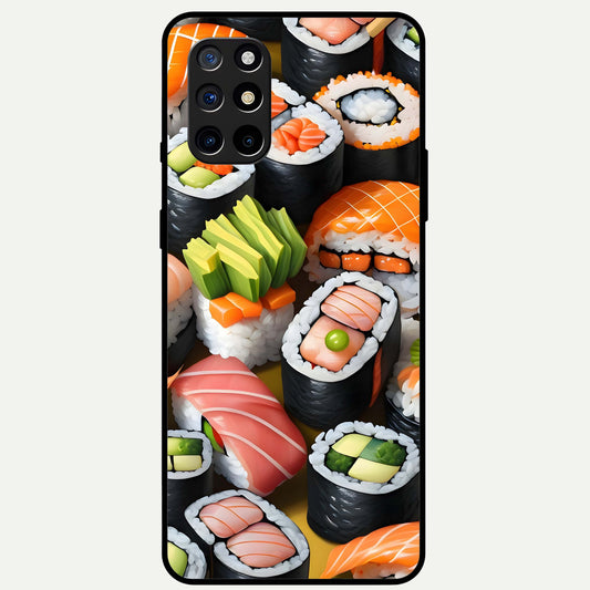  Sushi Food Pattern Glass Case For OnePlus 8T back cover – full design glossy printed glass finish
