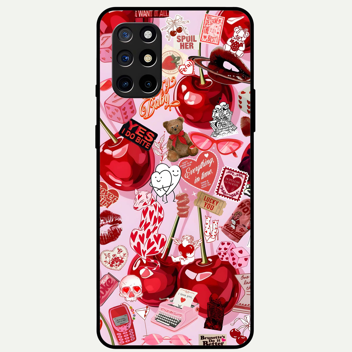  Sweet Cherry Chaos Glass Case For OnePlus 8T back cover – full design glossy printed glass finish