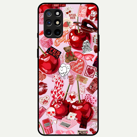  Sweet Cherry Chaos Glass Case For OnePlus 8T back cover – full design glossy printed glass finish