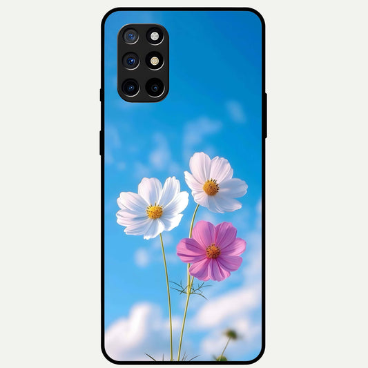  Tripple Flowers With Sky Glass Case For OnePlus 8T back cover – full design glossy printed glass finish