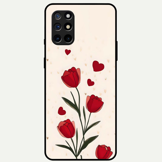  Tulip With Heart Glass Case For OnePlus 8T back cover – full design glossy printed glass finish