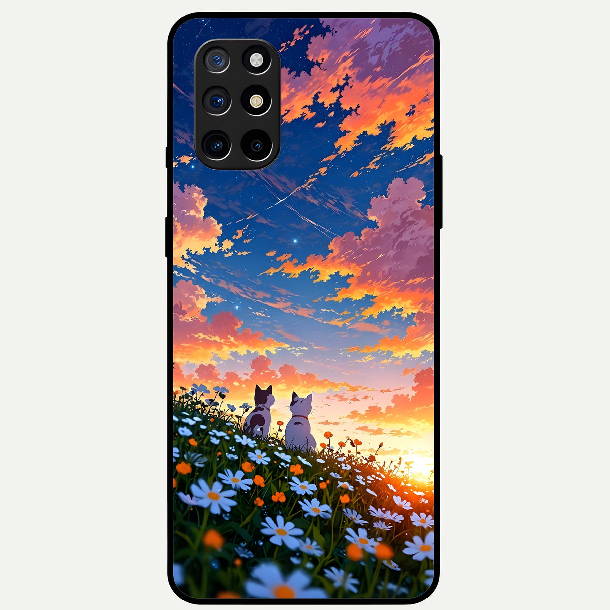  Two Cats Friends Glass Case For OnePlus 8T back cover – full design glossy printed glass finish