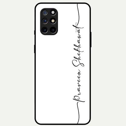  White Tune Custom Name Glass Case For OnePlus 8T back cover – personalized glossy printed glass finish