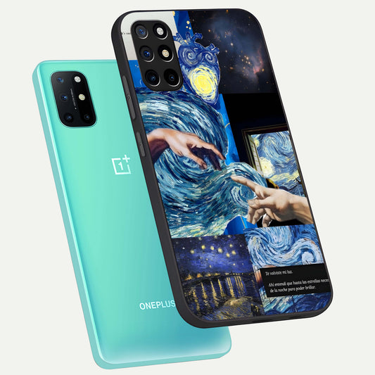  Aesthetic Vando Hands phone case For OnePlus 8T showing premium glass back cover with detailed artwork
