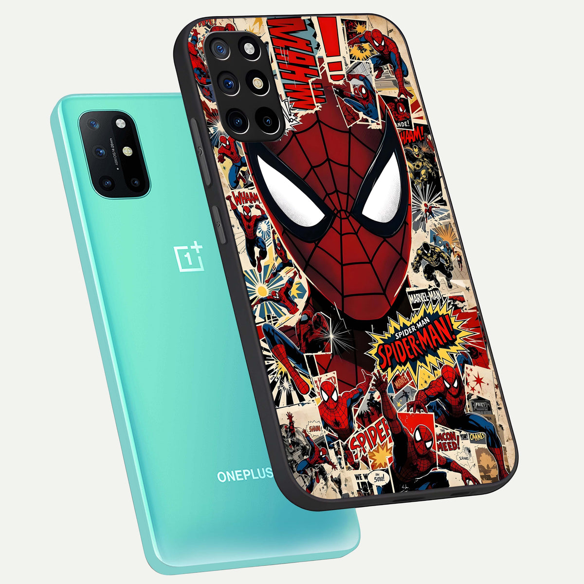  Aesthetic Wonder Spider phone case For OnePlus 8T showing premium glass back cover with detailed artwork