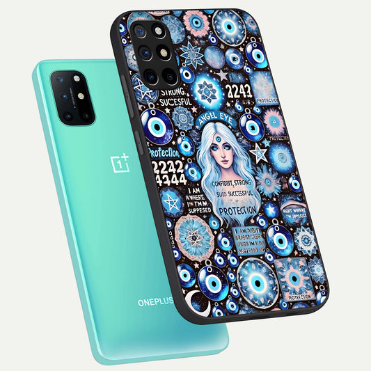  Angel Aura Shield phone case For OnePlus 8T showing premium glass back cover with detailed artwork