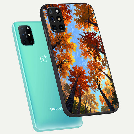  Autumn Sky Rise phone case For OnePlus 8T showing premium glass back cover with detailed artwork