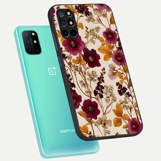  Autumn Wine Bloom phone case For OnePlus 8T showing premium glass back cover with detailed artwork