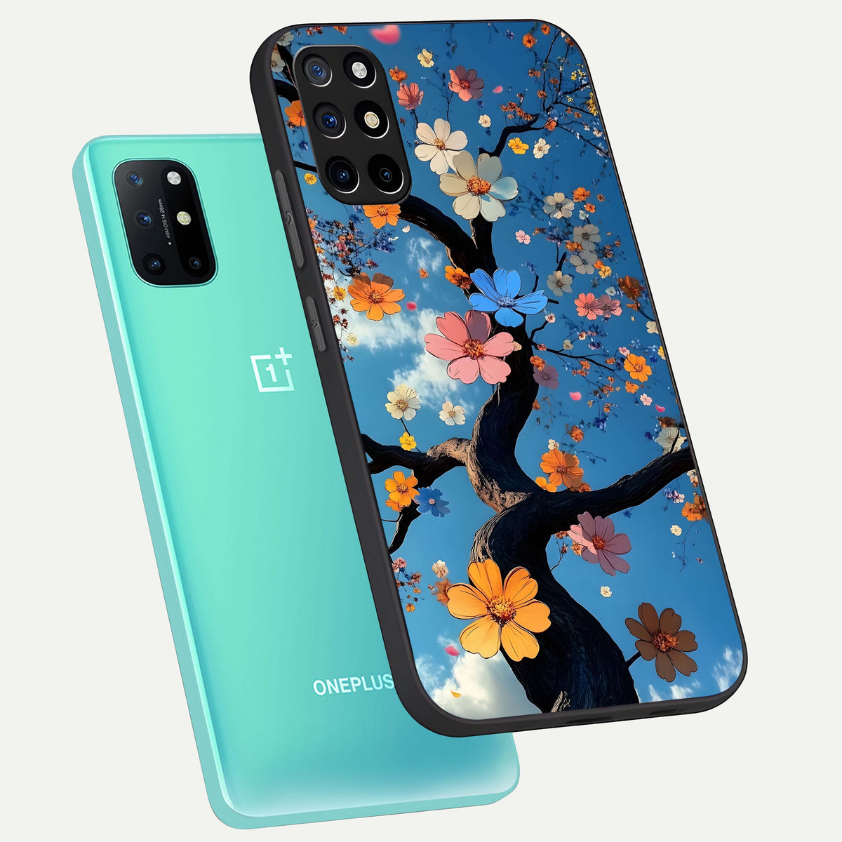  Blossom Dream Sky phone case For OnePlus 8T showing premium glass back cover with detailed artwork