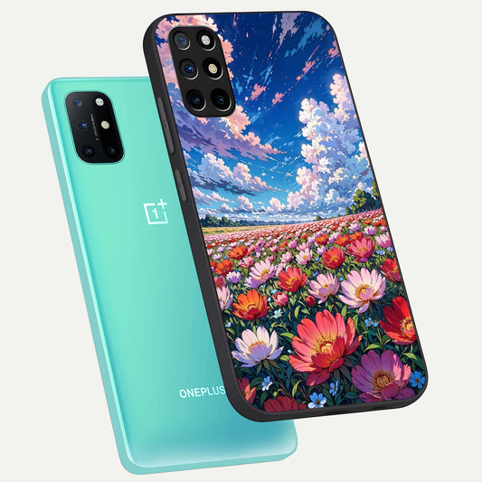  Blossom Sky Field phone case For OnePlus 8T showing premium glass back cover with detailed artwork