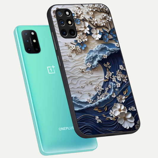  Blossom Wave Art phone case For OnePlus 8T showing premium glass back cover with detailed artwork