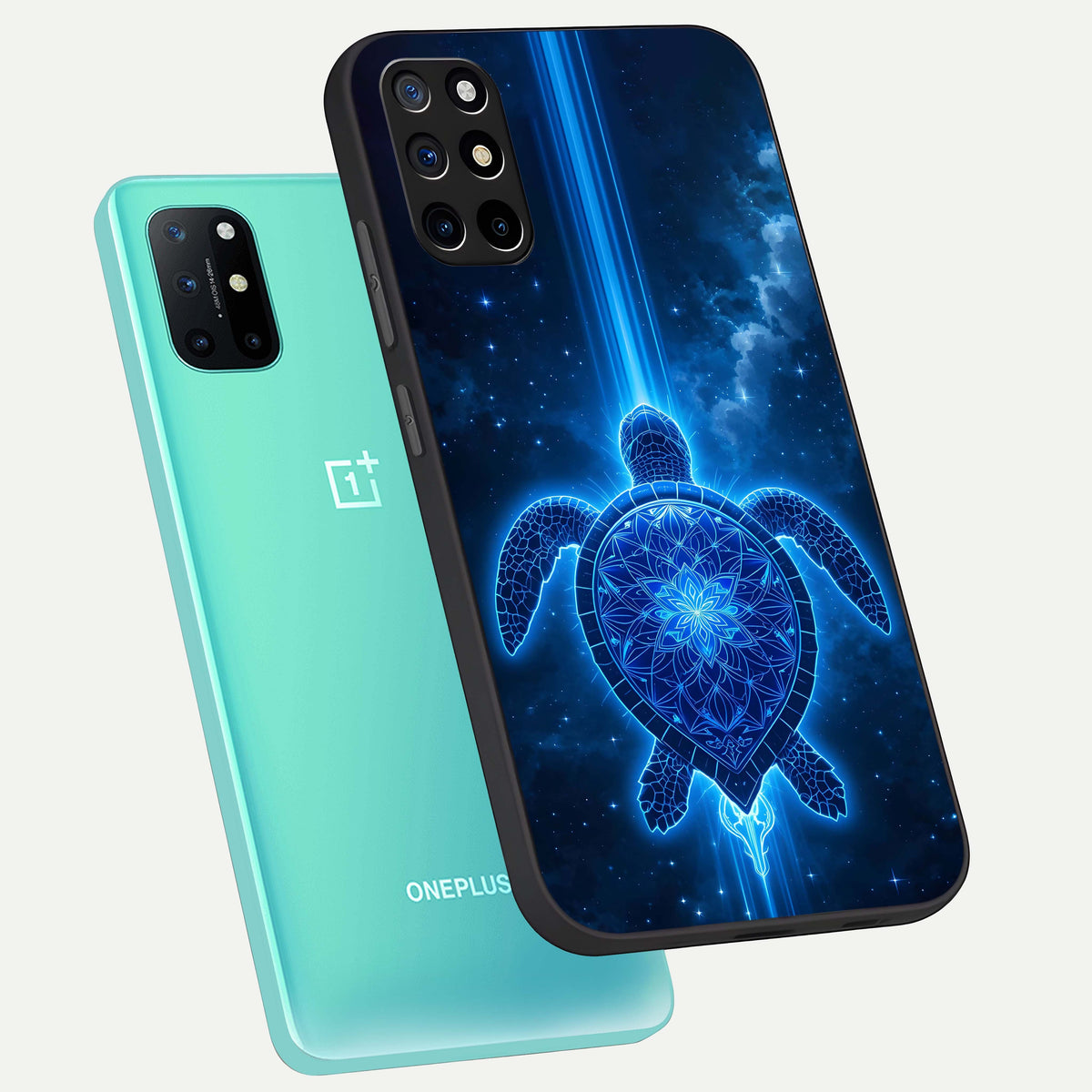 Blue Galaxy Turtle phone case For OnePlus 8T showing premium glass back cover with detailed artwork