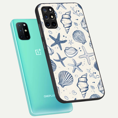  Blue Ocean Outline phone case For OnePlus 8T showing premium glass back cover with detailed artwork