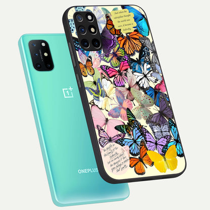  Butterflies Petal Dream phone case For OnePlus 8T showing premium glass back cover with detailed artwork