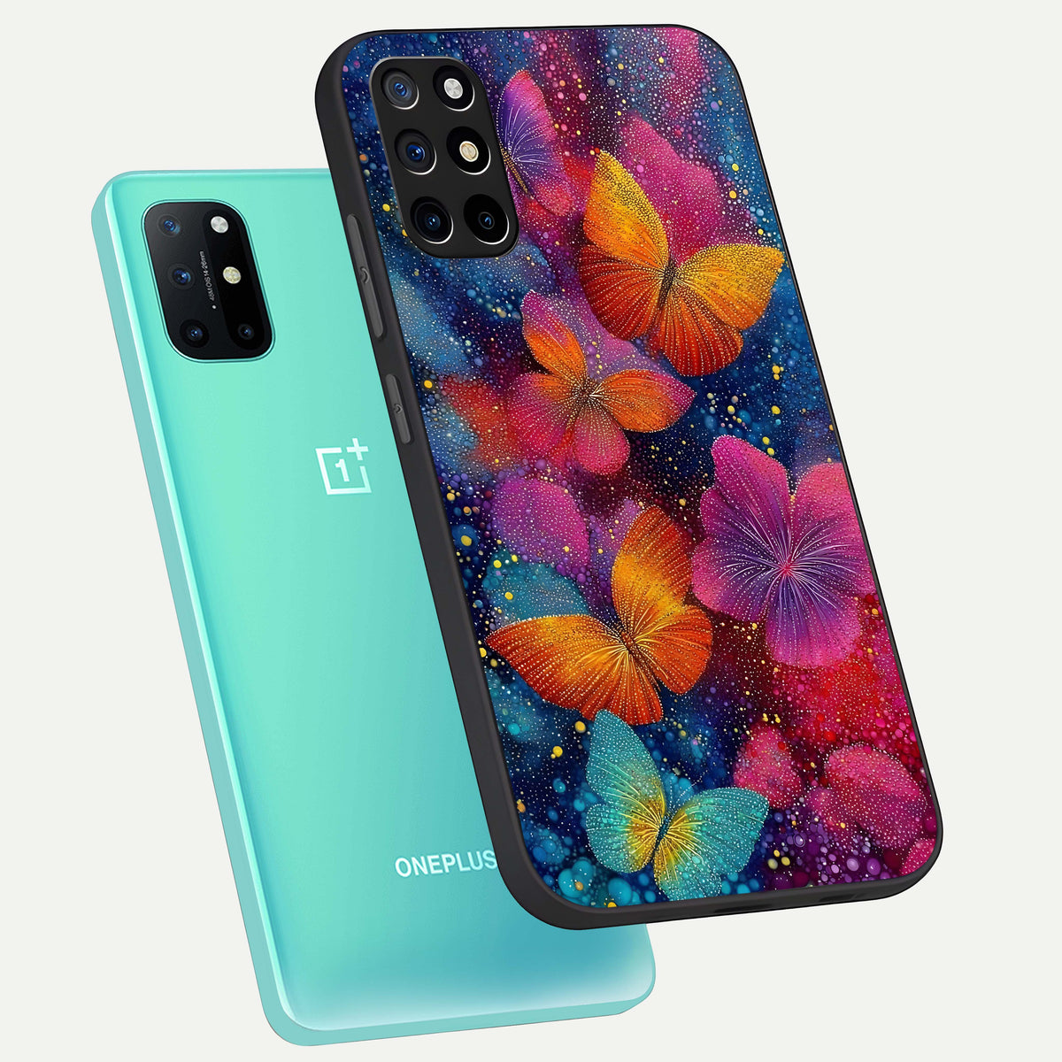  Butterfly Dream Mist phone case For OnePlus 8T showing premium glass back cover with detailed artwork