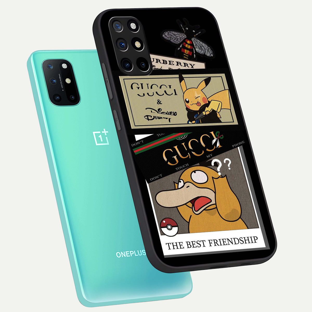  Cartoon Brand Play Mashup phone case For OnePlus 8T showing premium glass back cover with detailed artwork