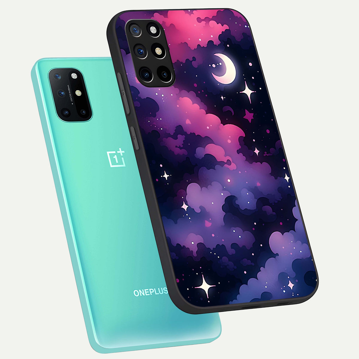  Celestial Moon Magic phone case For OnePlus 8T showing premium glass back cover with detailed artwork