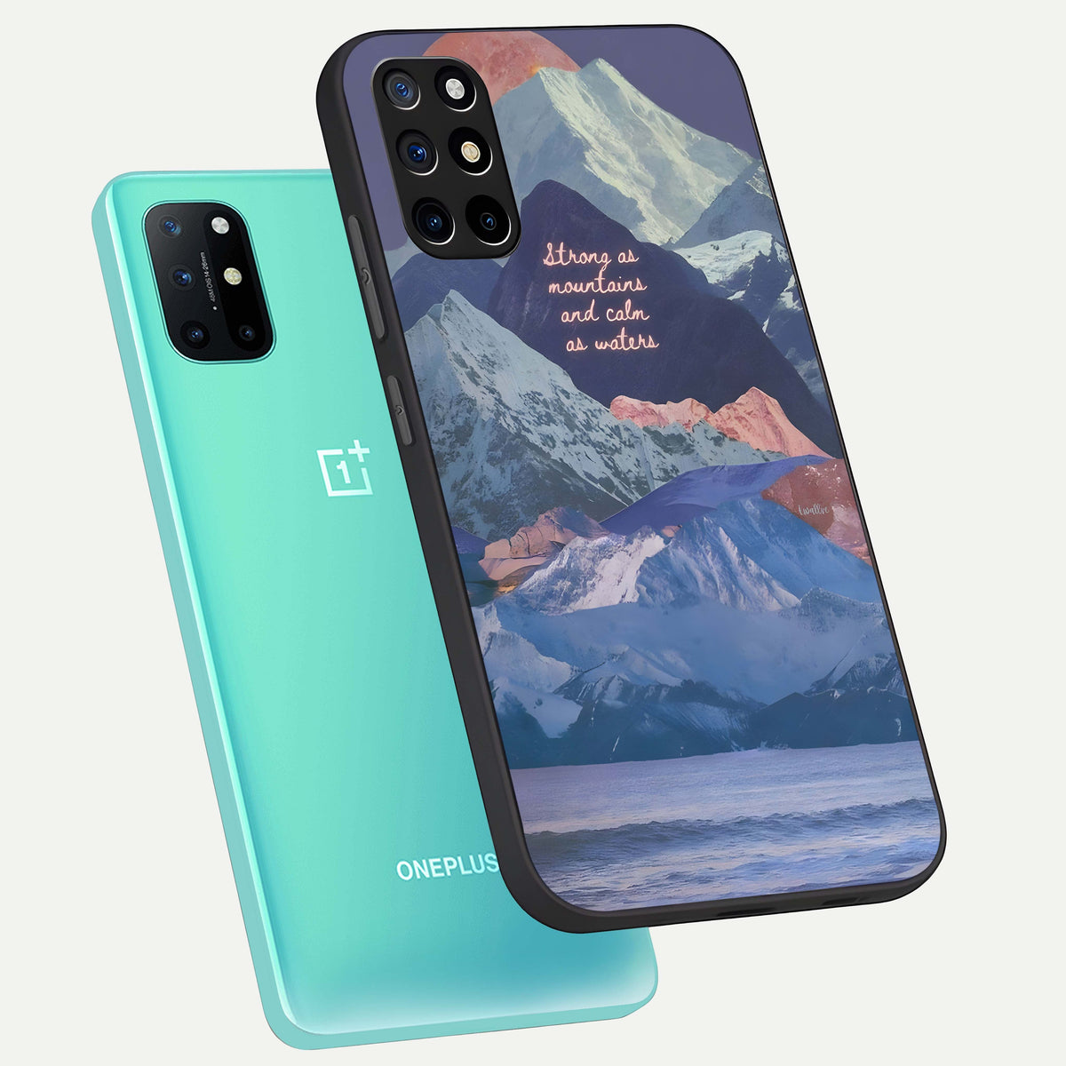  Celestial Mountain Calm phone case For OnePlus 8T showing premium glass back cover with detailed artwork