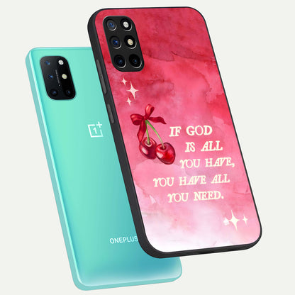  Cherry Quote phone case For OnePlus 8T showing premium glass back cover with detailed artwork