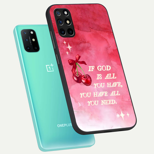 Cherry Quote phone case For OnePlus 8T showing premium glass back cover with detailed artwork