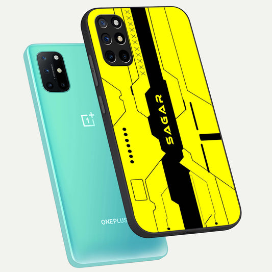  Circuit CYBERPUNK Custom Name phone case For OnePlus 8T showing premium glass back cover with detailed artwork