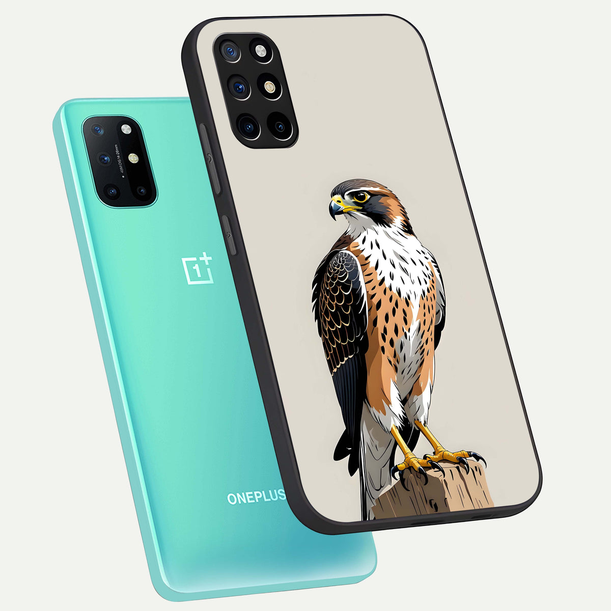  Clever Eagle phone case For OnePlus 8T showing premium glass back cover with detailed artwork