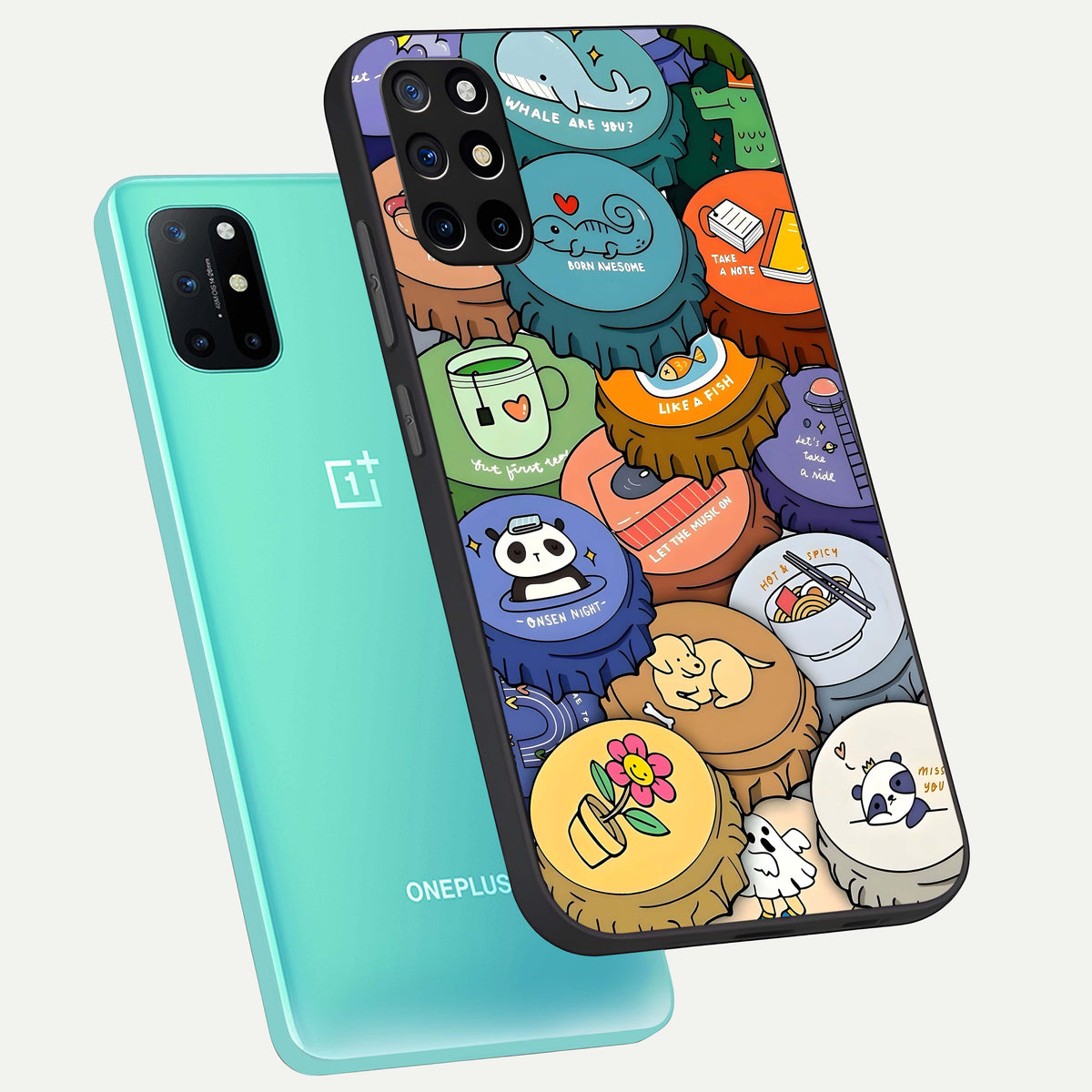  Coins Patterns phone case For OnePlus 8T showing premium glass back cover with detailed artwork