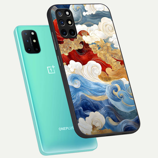  Colored Waves phone case For OnePlus 8T showing premium glass back cover with detailed artwork