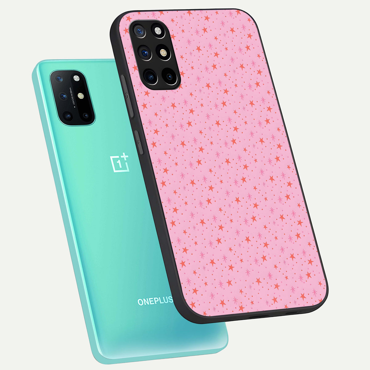  Cosmic Pink Sparkle phone case For OnePlus 8T showing premium glass back cover with detailed artwork